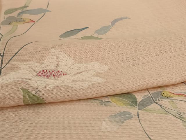 平和屋着物＊夏物 訪問着 絽 手描き 草花文 正絹 逸品 AABI0706jd