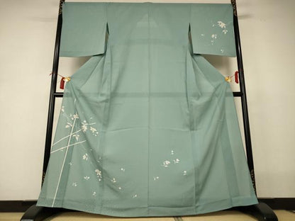 平和屋着物＊夏物 訪問着 絽 草花文 銀彩 正絹 逸品 AABI0709jd
