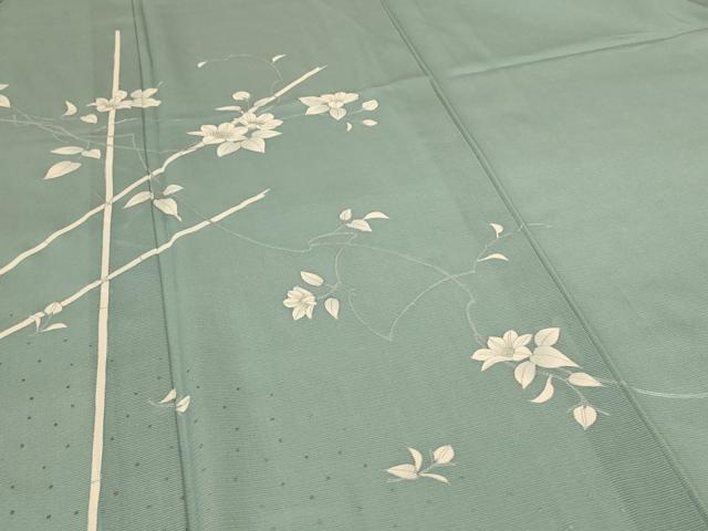 平和屋着物＊夏物 訪問着 絽 草花文 銀彩 正絹 逸品 AABI0709jd