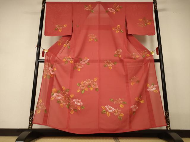 平和屋着物＊夏物　訪問着　絽　手描き　草花文　正絹　逸品　AABI0710jd