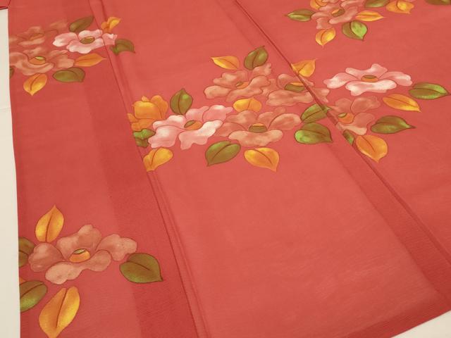 平和屋着物＊夏物　訪問着　絽　手描き　草花文　正絹　逸品　AABI0710jd