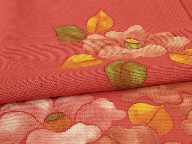 平和屋着物＊夏物　訪問着　絽　手描き　草花文　正絹　逸品　AABI0710jd
