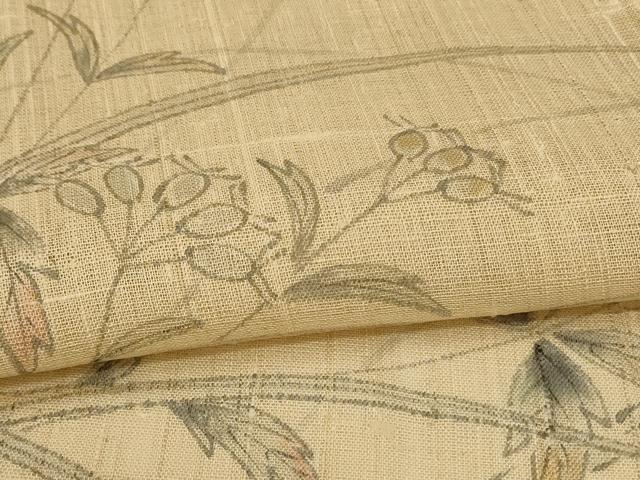 平和屋着物＊夏物 訪問着 生紬 手描き 草花文 正絹 逸品 AABI0711jd
