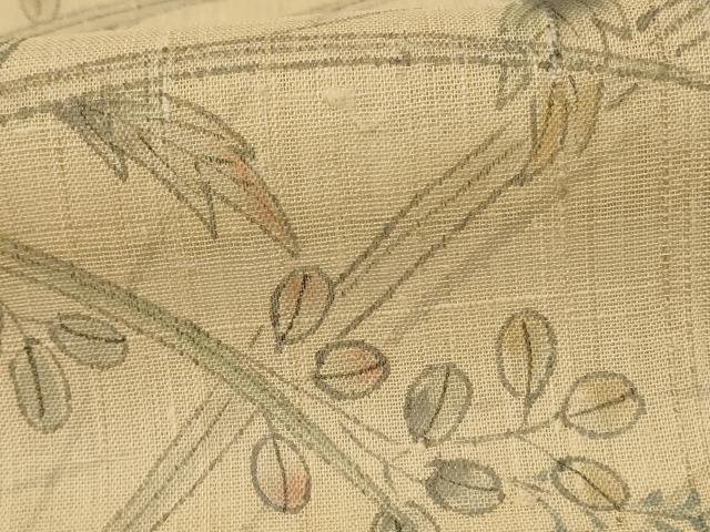 平和屋着物＊夏物 訪問着 生紬 手描き 草花文 正絹 逸品 AABI0711jd