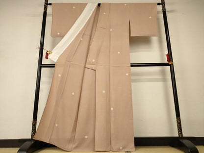平和屋着物＊夏物 小紋 縦絽 丸文 青山みとも 正絹 逸品 AABI0714jd
