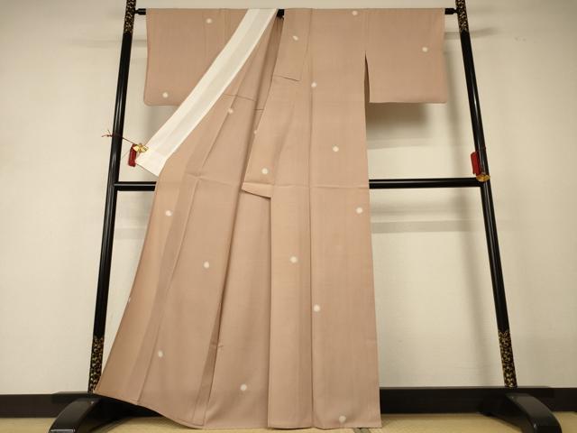 平和屋着物＊夏物 小紋 縦絽 丸文 青山みとも 正絹 逸品 AABI0714jd
