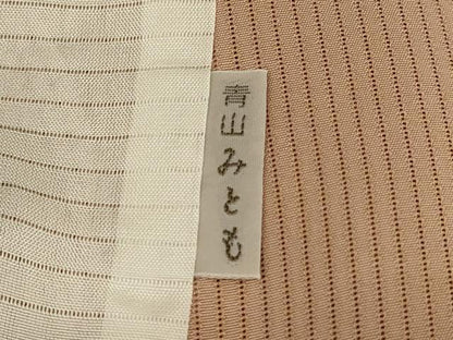 平和屋着物＊夏物 小紋 縦絽 丸文 青山みとも 正絹 逸品 AABI0714jd