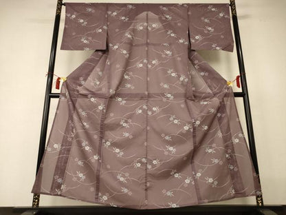 平和屋着物＊夏物 小紋 絽 芝花文 洗える着物 AABI0717jd