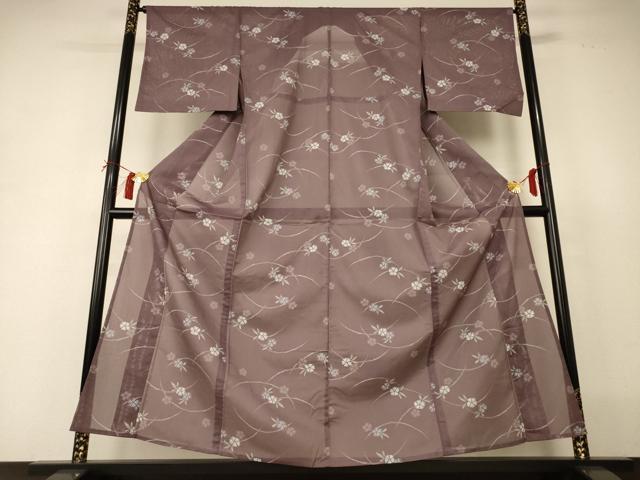 平和屋着物＊夏物 小紋 絽 芝花文 洗える着物 AABI0717jd