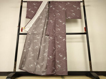 平和屋着物＊夏物 小紋 絽 芝花文 洗える着物 AABI0717jd