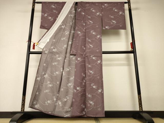 平和屋着物＊夏物 小紋 絽 芝花文 洗える着物 AABI0717jd