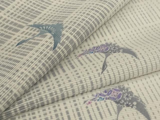 平和屋着物＊夏物 小紋 絽 飛鶴花文 洗える着物 AABI0718jd
