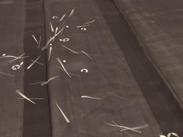 平和屋着物＊夏物　紗紬　幾何学文様　黒地　正絹　逸品　AABF5748fy 平和屋着物＊夏物 訪問着 紗 幾何学文様 金彩 正絹 逸品 AABI0719jd