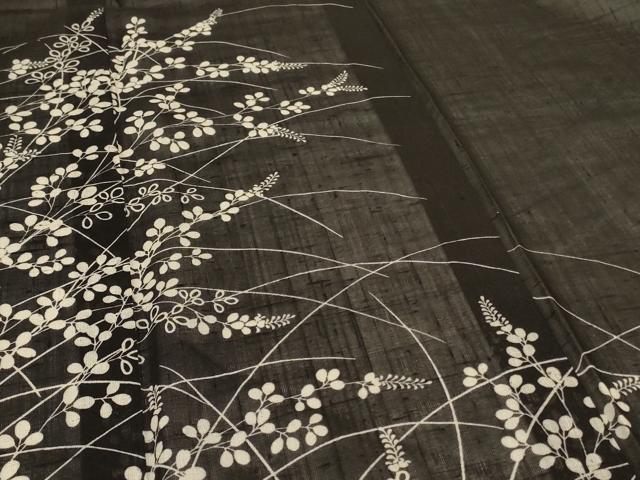 平和屋着物＊夏物 訪問着 生紬 草花文 正絹 逸品 AABI0726jd