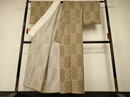 平和屋着物＊夏物 小紋 変わり絽 幾何学文様 暈し染め 正絹 逸品 AABI0727jd