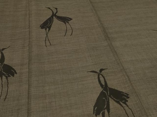 平和屋着物＊夏物 訪問着 夏大島 鶴 正絹 逸品 AABI0729jd