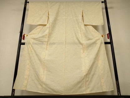 平和屋着物＊夏物 小紋 縦絽 草葉文 正絹 逸品 AABI0731jd