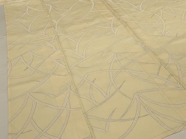 平和屋着物＊夏物 小紋 縦絽 草葉文 正絹 逸品 AABI0731jd