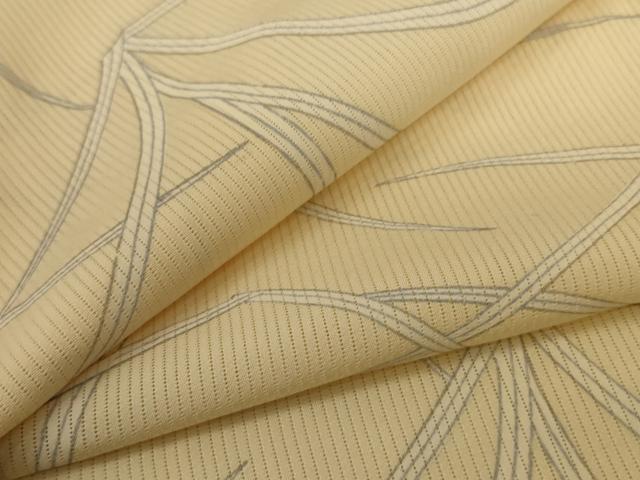 平和屋着物＊夏物 小紋 縦絽 草葉文 正絹 逸品 AABI0731jd