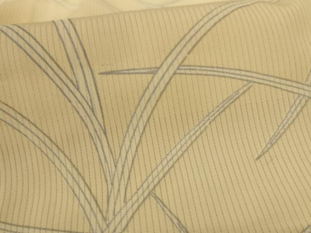 平和屋着物＊夏物 小紋 縦絽 草葉文 正絹 逸品 AABI0731jd