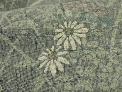 平和屋着物＊夏物 訪問着 生紬 手描き 草花文 正絹 逸品 AABI0734jd