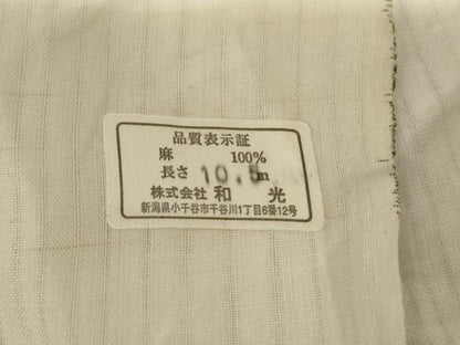 平和屋着物＊夏物 長襦袢 小千谷 縞紋紗 象牙色 反端付き 麻 AABI0739jd