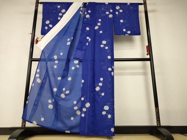 平和屋着物＊夏物 小紋 絽 糸巻文 洗える着物 AABI0742jd