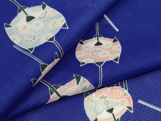 平和屋着物＊夏物 小紋 絽 糸巻文 洗える着物 AABI0742jd