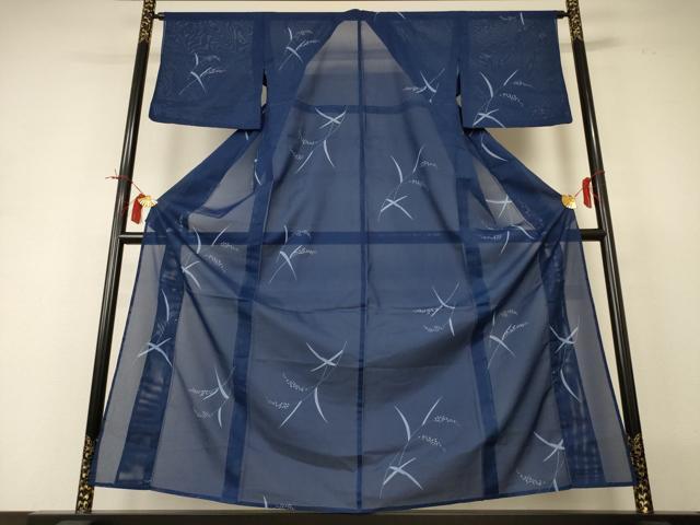 平和屋着物＊夏物 小紋 絽 舞葉文 洗える着物 AABI0743jd