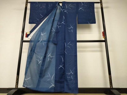 平和屋着物＊夏物 小紋 絽 舞葉文 洗える着物 AABI0743jd