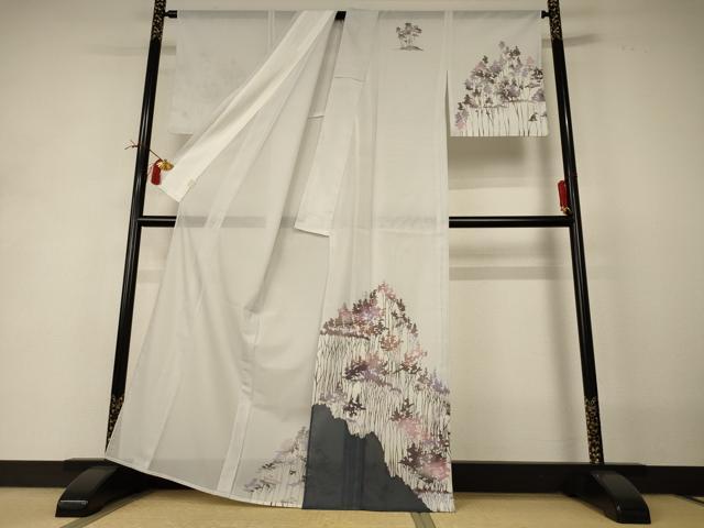 平和屋着物＊夏物 訪問着 絽 樹林文 洗える着物 AABI0748jd
