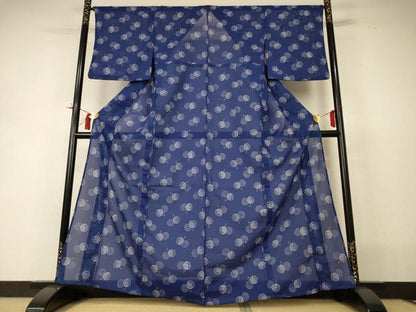 平和屋着物＊夏物 小紋 絽 枝花文 洗える着物 AABI0750jd