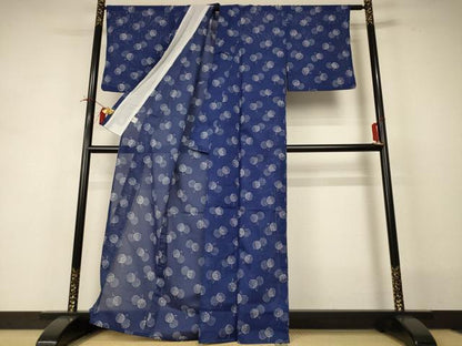 平和屋着物＊夏物 小紋 絽 枝花文 洗える着物 AABI0750jd