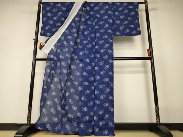 平和屋着物＊夏物 小紋 絽 枝花文 洗える着物 AABI0750jd