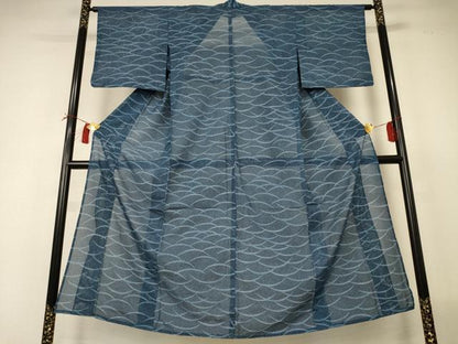 平和屋着物＊夏物 小紋 絽 芝文 洗える着物 AABI0752jd