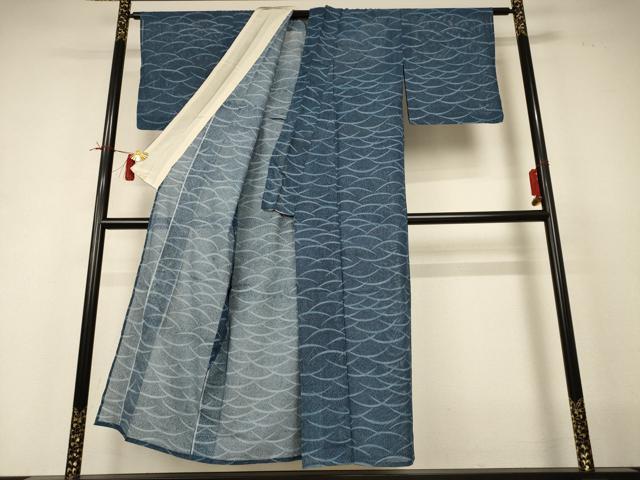 平和屋着物＊夏物 小紋 絽 芝文 洗える着物 AABI0752jd