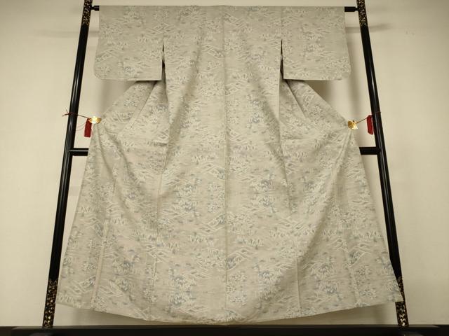 平和屋着物▽本場大島紬　白大島　単衣　7マルキ　風景文　正絹　逸品　AABI0756jd