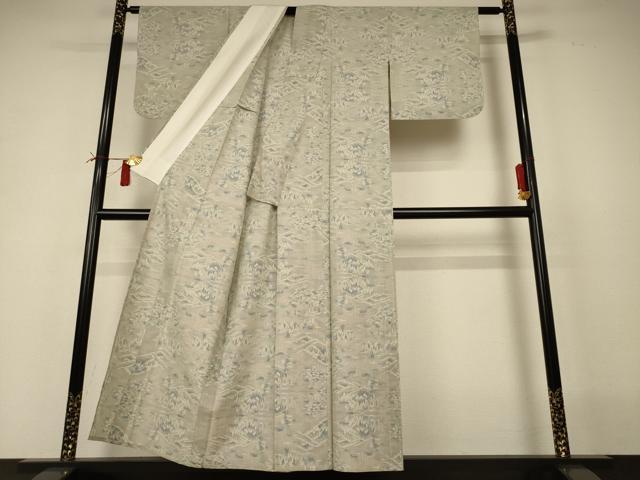 平和屋着物▽本場大島紬　白大島　単衣　7マルキ　風景文　正絹　逸品　AABI0756jd
