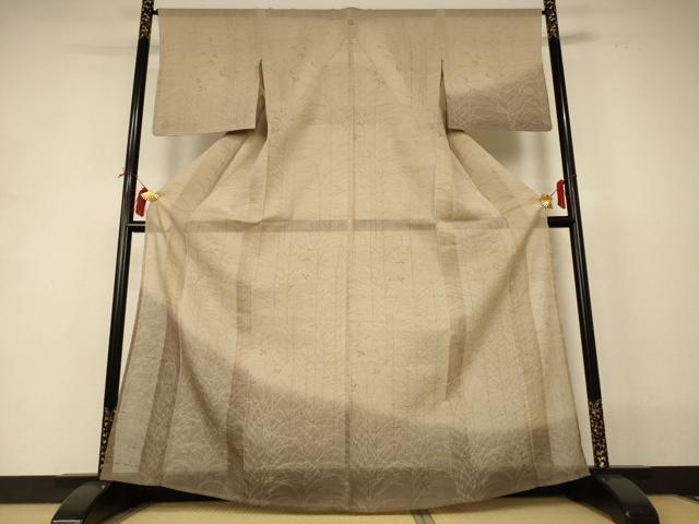 平和屋着物＊夏物 生紬 訪問着 草花文 暈し染め 正絹 逸品 AABI0759jd