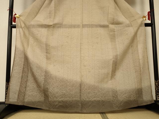 平和屋着物＊夏物 生紬 訪問着 草花文 暈し染め 正絹 逸品 AABI0759jd