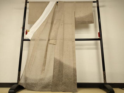 平和屋着物＊夏物 生紬 訪問着 草花文 暈し染め 正絹 逸品 AABI0759jd