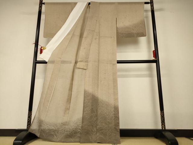 平和屋着物＊夏物 生紬 訪問着 草花文 暈し染め 正絹 逸品 AABI0759jd
