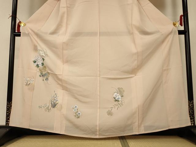 平和屋着物＊夏物 訪問着 絽 手描き 雪輪草花文 金銀彩 正絹 逸品 AABI0760jd