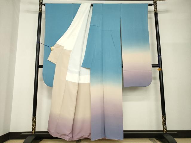 平和屋着物●京友禅　阪東峰彩　振袖　横段霞文　暈し染め　正絹　逸品　AABI0767ck