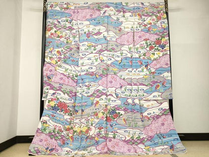 平和屋着物●豪華振袖　紅型　流水花鳥文　仮絵羽　逸品　未使用　AABI0770ck