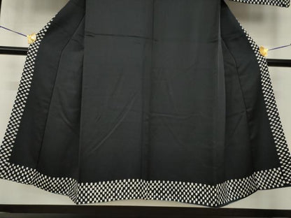 平和屋着物●男性　訪問着　市松文　正絹　逸品　AABI0772ck