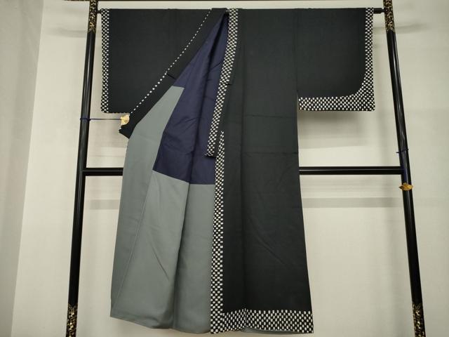 平和屋着物●男性　訪問着　市松文　正絹　逸品　AABI0772ck