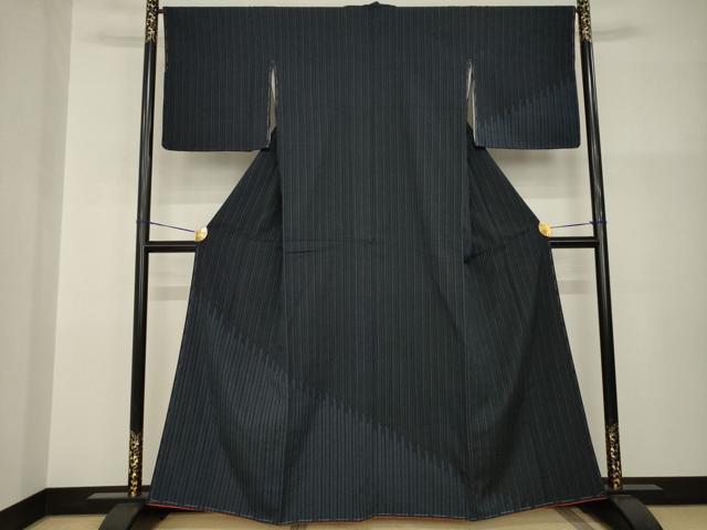 平和屋着物●お召　訪問着　十字絣　幾何学文様　正絹　逸品　AABI0773ck