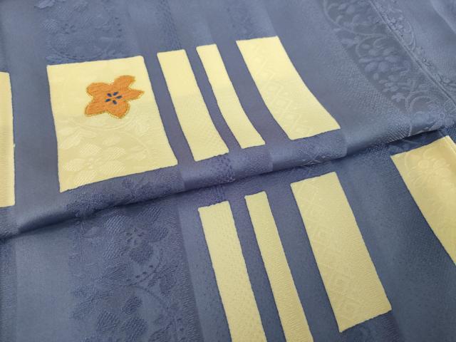 平和屋着物●京友禅　渥美博也　訪問着　駒刺繍　段違い花文　正絹　逸品　AABI0774ck