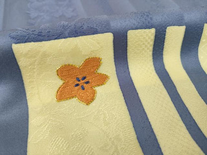 平和屋着物●京友禅　渥美博也　訪問着　駒刺繍　段違い花文　正絹　逸品　AABI0774ck